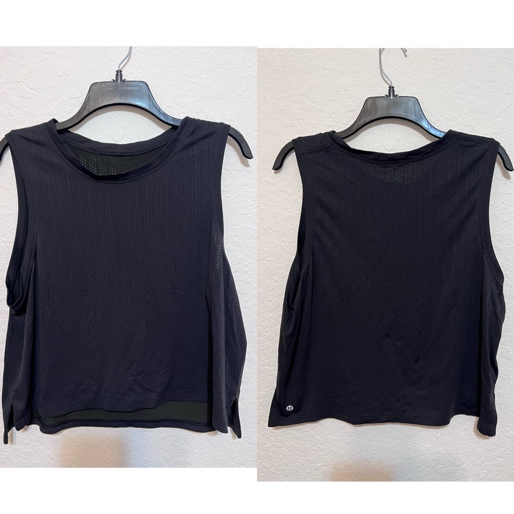 Lululemon Black Cropped Muscle Tank Size 6
